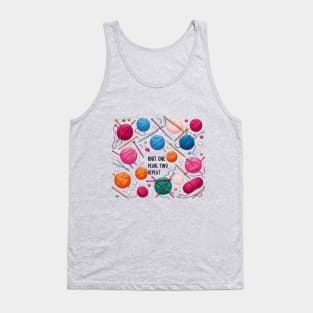 Knit One, Pearl Two, Repeat, Knitting Balls of Yarn Tank Top